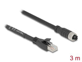 Delock M12 Kabel X-kodiert 8 Pin Buchse zu RJ45 Stecker Cat.5e S/FTP flexibel 3 m schwarz