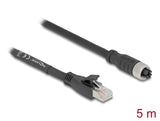 Delock M12 Kabel X-kodiert 8 Pin Buchse zu RJ45 Stecker Cat.5e S/FTP flexibel 5 m schwarz