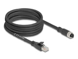 Delock M12 Kabel X-kodiert 8 Pin Buchse zu RJ45 Stecker Cat.5e S/FTP flexibel 5 m schwarz