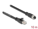 Delock M12 Kabel X-kodiert 8 Pin Buchse zu RJ45 Stecker Cat.5e S/FTP flexibel 10 m schwarz