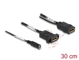 Delock DisplayPort Kabel 4K 60 Hz mit DC Einspeisung 2,1 x 5,5 mm 0,30 m zum Einbau