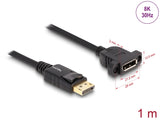 Delock DisplayPort 1.4 Kabel 8K 30 Hz Stecker zu Buchse 1 m zum Einbau schwarz