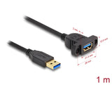 Delock SuperSpeed USB 5 Gbps (USB 3.2 Gen 1) Kabel USB Typ-A Stecker zu Buchse 1 m zum Einbau schwarz