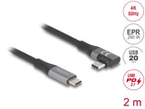 Delock USB 20 Gbps Kabel gewinkelt links / rechts USB PD 3.1 Extended Power Range 240 W 2 m