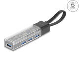 Delock 4 Port USB Hub 5 Gbps mit USB Typ-A oder USB Type-C™ Anschluss in transparentem Gehäuse