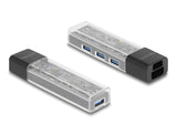 Delock 4 Port USB Hub 5 Gbps mit USB Typ-A oder USB Type-C™ Anschluss in transparentem Gehäuse