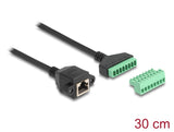 Delock RJ45 Kabel Cat.6 Buchse zu Terminalblock Adapter zum Einbau 30 cm 2-teilig