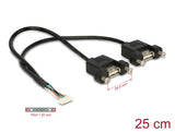 Delock Kabel USB 2.0 Pfostenbuchse 1,25 mm 8 Pin > 2 x USB 2.0 Typ-A Buchse zum Einbau 25 cm
