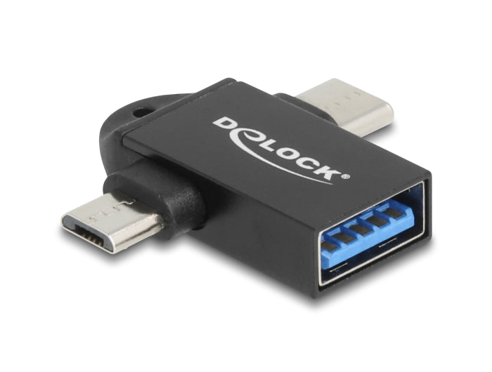 Delock Adapter USB 10 Gbps 2 in 1 USB-A Buchse zu USB Type-C™ Stecker + USB Micro-B Stecker OTG