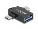 Delock Adapter USB 10 Gbps 2 in 1 USB-A Buchse zu USB Type-C™ Stecker + USB Micro-B Stecker OTG