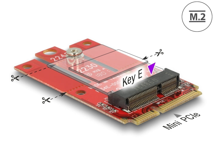 Delock Adapter Mini PCIe > M.2 Key E Slot