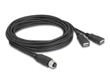 Delock M12 Kabel A-kodiert 8 Pin Buchse zu 2 x USB 2.0 Typ-A Buchse 3 m schwarz