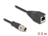 Delock M12 Kabel X-kodiert 8 Pin Stecker zu RJ45 Buchse PVC 0,5 m