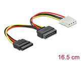 Delock Kabel Power SATA 15 Pin Stecker zu Molex 4 Pin Buchse + SATA 15 Pin Buchse