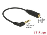 Delock Audiokabel Klinkenstecker 3,5 mm 4 Pin gewinkelt > Klinkenbuchse 2,5 mm 3 Pin