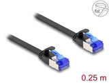 Delock RJ45 Flachband Patchkabel Stecker zu Stecker Cat.6A flexibel 0,25 m schwarz