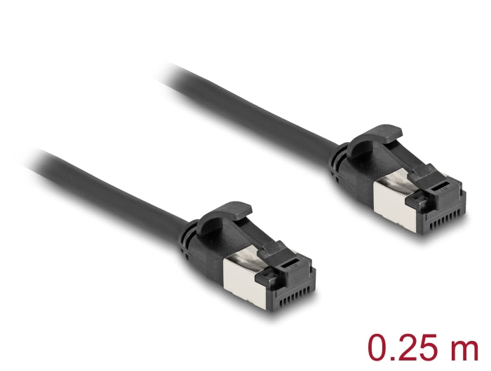 Delock RJ45 Kabel Stecker zu Stecker Cat.8.1 flexibel 0,25 m schwarz