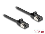 Delock RJ45 Kabel Stecker zu Stecker Cat.8.1 flexibel 0,25 m schwarz