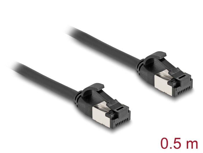 Delock RJ45 Kabel Stecker zu Stecker Cat.8.1 flexibel 0,5 m schwarz