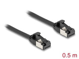 Delock RJ45 Kabel Stecker zu Stecker Cat.8.1 flexibel 0,5 m schwarz