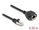 Delock RJ50 Verlängerungskabel Stecker zu Buchse S/FTP 0,25 m schwarz