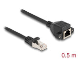 Delock RJ50 Verlängerungskabel Stecker zu Buchse S/FTP 0,5 m schwarz
