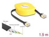 Delock RJ45 Aufrollkabel Cat.6A U/FTP 1,5 m schwarz / gelb