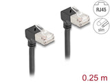 Delock RJ45 Netzwerkkabel Cat.6A S/FTP Slim 90° unten / unten gewinkelt 0,25 m schwarz
