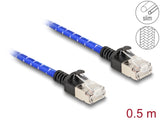 Delock RJ45 Netzwerkkabel mit Geflechtmantel Cat.6A U/FTP Slim 0,5 m blau