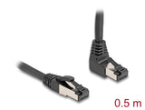 Delock RJ45 Netzwerkkabel Cat.8.1 S/FTP 90° oben gewinkelt / gerade 0,5 m schwarz