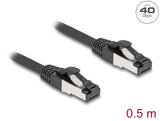 Delock RJ45 Netzwerkkabel Cat.8.1 S/FTP 0,5 m bis 40 Gbps schwarz