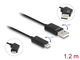 Delock USB 2.0 Kabel Typ-A Stecker zu USB Type-C™ Stecker drehbar mit Schnellladefunktion 60 W 1,2 m