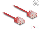 Delock RJ45 Netzwerkkabel Cat.6 UTP Ultra Slim 0,5 m rot mit kurzen Steckern