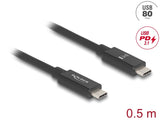 Delock USB 80 Gbps Kabel USB Type-C™ Stecker zu Stecker 16K 60 Hz PD 3.1 240 W E-Marker koaxial 0,5 m schwarz