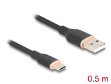 Delock USB 2.0 Kabel USB Typ-A Stecker zu USB Type-C™ Stecker 0,5 m schwarz Silikon