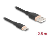 Delock USB 2.0 Kabel USB Typ-A Stecker zu USB Type-C™ Stecker 2,5 m schwarz Silikon