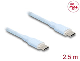 Delock USB 2.0 Kabel USB Type-C™ Stecker zu Stecker PD 3.0 60 W 2,5 m blau Silikon