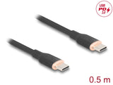 Delock USB 2.0 Kabel USB Type-C™ Stecker zu Stecker PD 3.0 60 W 0,5 m schwarz Silikon