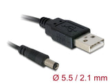 Delock USB Stromkabel zu DC 5,5 x 2,1 mm Stecker 1 m