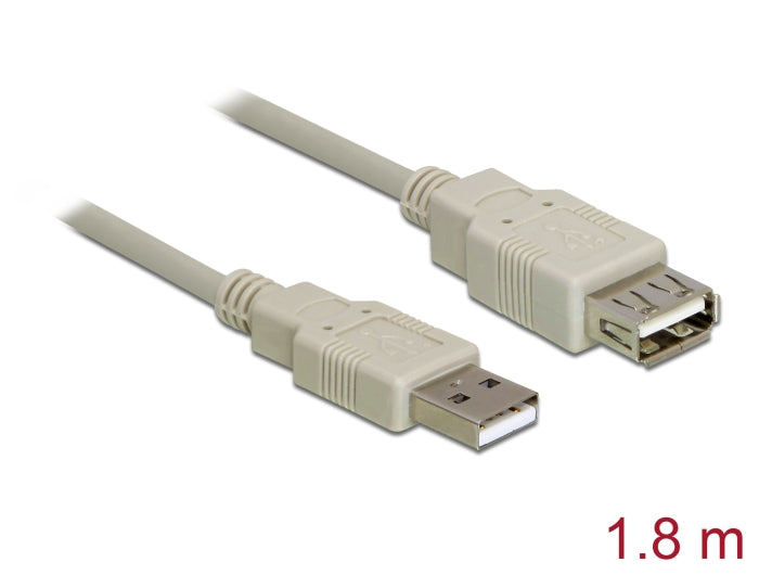 Delock Verlängerungskabel USB 2.0 Typ-A Stecker zu USB 2.0 Typ-A Buchse 1,8 m grau