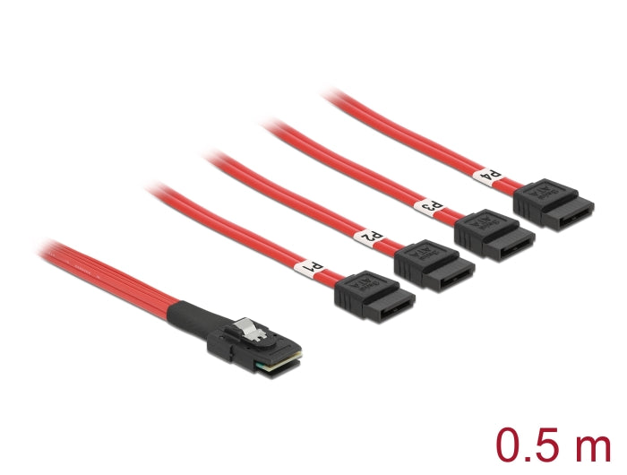 Delock Kabel Mini SAS SFF-8087 > 4 x SATA 7 Pin 0,5 m
