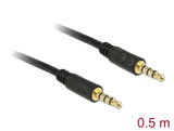 Delock Klinkenkabel 3,5 mm 4 Pin Stecker zu Stecker 0,5 m schwarz