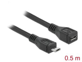 Delock Verlängerungskabel USB 2.0 Typ Micro-B Stecker > USB 2.0 Typ Micro-B Buchse 0,5 m