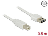 Delock Kabel EASY-USB 2.0 Typ-A Stecker > USB 2.0 Typ-B Stecker 0,5 m weiß