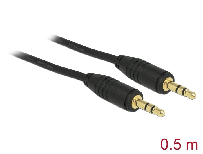 Delock Klinkenkabel 3,5 mm 3 Pin Stecker > Stecker 0,5 m schwarz