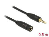 Delock Klinkenverlängerungskabel 3,5 mm 3 Pin Stecker > Buchse 0,5 m schwarz