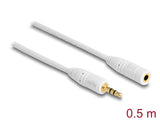Delock Klinkenverlängerungskabel 3,5 mm 3 Pin Stecker > Buchse 0,5 m weiß