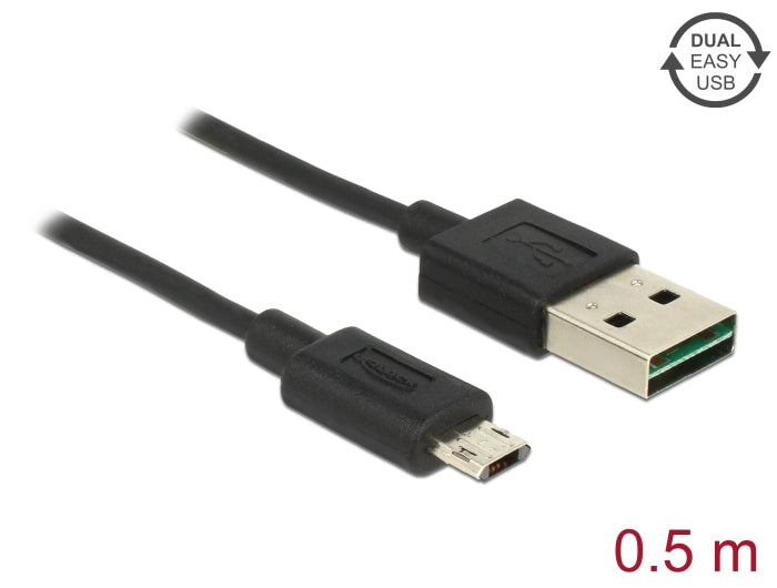 Delock Kabel EASY-USB 2.0 Typ-A Stecker > EASY-USB 2.0 Typ Micro-B Stecker 0,5 m schwarz