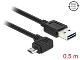 Delock Kabel EASY-USB 2.0 Typ-A Stecker > EASY-USB 2.0 Typ Micro-B Stecker gewinkelt links / rechts 0,5 m schwarz