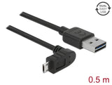 Delock Kabel EASY-USB 2.0 Typ-A Stecker > EASY-USB 2.0 Typ Micro-B Stecker gewinkelt oben / unten 0,5 m schwarz